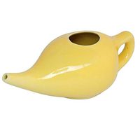 Ceramic Neti Pot for Nasal Cleansing with 10 Sachets of Neti Salt | Compact and Travel-Friendly Design | Natural Remedy for Infection, Sinus and Congestion (Yellow)