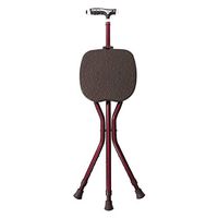JLDN Cane with Seat, Strengthening Aluminum Alloy Three feet Non-Slip Adjustable Height Folding Two in one Durable Walking Stick,Red-Brown