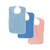 3 Terry Adult Bib with Hook and Loop Closure (Blue, Royal, Pink)