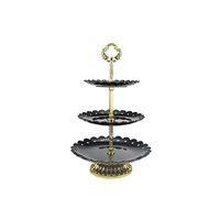 3 tier White Plastic Dessert Stand Pastry Stand Cake Stand Cupcake Stand Holder with Base Serving Platter for Party Wedding Home,Black Gold