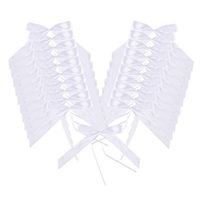 PH PandaHall 120pcs Wedding Pew End Bowknots 0.8 Inch Ribbon Bows for Wedding Party Cars Chairs Hair Decorations White