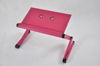 Adjustable Twin USB Cooling Fans Laptop Table Laptop Computer Desk Portable Bed Tray Book Stand Push Button Joints up to 17" (Pink)