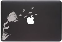 Yadda-Yadda Design Co. Rose in The Wind - MacBook or Laptop Vinyl Decal Sticker (Color Variations Available) (Matte Silver)