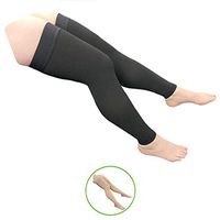 HealthyNees Thigh Length 20-30 mmHg Compression Swelling Wide Calf Leg Sleeve (Black, 2X-Large)