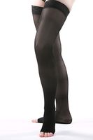 Allegro 20-30mmHg Essential 9 Sheer Support Open Toe Thigh High Hose (Black) Large