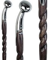 Black Hame Chrome Plated Handle Walking Stick with Twisted Ash Wood Shaft