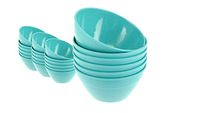 Handi-Ware Bulk Multi-Pack Melamine Blend 6" Wave Rim Round Bowls - Break-Resistant - Indoor/Outdoor Party Bowls - Large Gatherings - by Unity (24, Turquoise)