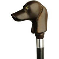 Dachshund Head With Glass Eye Cane Maple Brown Handle  -Affordable Gift! Item #DHAR-9130100