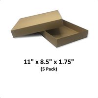 Brown Cardboard Kraft Apparel Decorative Gift Boxes with Lids for Clothing and Gifts, 11x8.5x1.75 (5 Pack) | MagicWater Supply