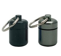 2 Packs Alumium Pill Container Keychain Pocket Coin Stashes Metal Medication Pill Holder Travel Pill Box (Gray and Black)