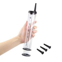 250ml Syringe Launcher Applicators Lube Tube,Oil Shooter Launcher,Health Care Aid Tools,with Scales Smooth Rounded Tip & Cap Syringe (Transparent)