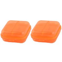 uxcell® Plastic Hiking 6 Compartments Medicine Pill Holder Storage Box Case 2 Pcs Orange