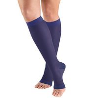 Truform Sheer Compression Stockings, 15-20 mmHg, Women's Knee High Length, Open Toe, 20 Denier, Purple, Small