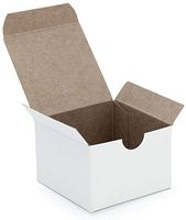 Made in USA 10-Count Recycled White Kraft Gift Boxes (3" X 3" X 2") with Tuck Lids for Weddings, Crafting and Baking Packaging Needs