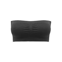 💫GateLie Women's Solid Tube Top Strapless Bandeau Removable Padded Top Stretchy Bra Lingerie Underwear (Black, L)