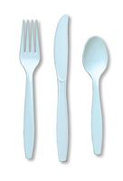 Club Pack of 288 Pastel Blue Premium Heavy-Duty Plastic Party Knives, Forks and Spoons