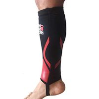 Cross Fitness Shin Guard and Calf Compression 7mm RED SHELL Sleeve Protector for Rope Climb, Box Jumps, Deadlift, Dry Fast, Fits Women and Men,Thick Neoprene, Black, Single (S/M)