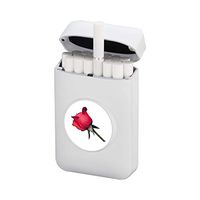 Cigarette Case King Size Cigarettes Box Full Pack 20pcs Regular Size Cigarettes Portable(White-Rose)