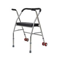 LBSX Bariatric Heavy-Duty Folding Walker with Wheels for Seniors, Adults, Extra Wide Front Wheel Walker (2 5-Inch Wheels),Bench Four-Legged Wheel Walker Stability