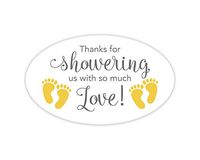 Baby Shower Stickers, Thanks for Showering us, Girl Boy and Gender Neutral Shower Stickers (#681-1-YL-OV)