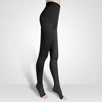 Pantyhose Firm Compression 30-40mmHg Support Stockings Health Relief Medical Sock Open Toe Women Leggings Therapy Varicose Veins (Black, XL)