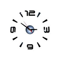 heavKin 3D Wall Sticker Clock Acrylic Silent Non-Ticking Wall Clock,Accurate Sweep Movement (Black, Size: Diameter 40cm)