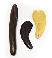 Pack 3 Horn, Waterdrop, Waterdrop Spoon-Shape Gua Sha Scraping Massage Tool Body for Face Guasha Schima Tembusu Wooden Massagers Neck and Back Thai Set