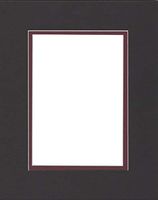 22x28 Double Acid Free White Core Picture Mats Cut for 18x24 Pictures in Black and Maroon