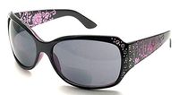 Bifocal Sunglasses for Women with Case and Pouch Fashion Rhinestone Oversized Women Sun Reading Glasses Bifocal