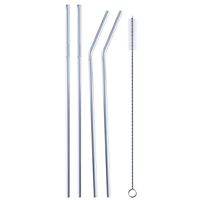 Set of 5 Stainless Steel Reusable Straws, Ultra Long 10.5 Inches Drinking Metal Straws with Cleaning Brushes for 20oz Tumblers Cold Beverage (2 Straight | 2 Bent | 1 Brush) - BPA Free