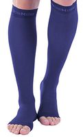 Doc Miller Open Toe Compression Socks 1 Pair 20-30mmHg Support (Dk Blu L-T)