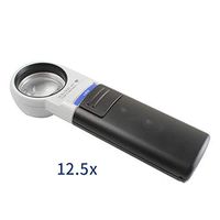 HD Handheld Magnifier 12.5 Times Round LED Magnifier Jewelry Appreciation Small and Portable Magnifying Glass