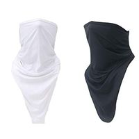 PRILAN 2 Pack Scarf Headband Face Motorcycle Mask Silk Triangle Cycling Towel,Headwear Bandana for Neck, Dust-Proof,Outdoor Sports (Black and White)