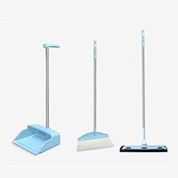 Broom and Dustpan With Long Handle Telescopic Up Extra Long Handle Non-stick Hair Soft Brush Broom And Dustpan Non-Slip Handle Windproof Stainless Steel Rod Broom Set Lobby Floor Toilet Garden Cleanin