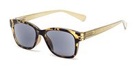 Readers.com Reading Sunglasses: The Azalea Reading Sunglasses Plastic Retro Square Style for Women - Tortoise/Green with Smoke, 2.00