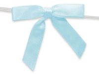 6ct. Pre-Tied Light Blue 2" Satin Gift Bows Wire Ties Ready-to-Use 3/8" Ribbon