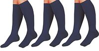 ASRocky Graduated Compression Socks Anti-Fatigue Antimicrobial Calf High Below Knee Mens Womens Sock Leg Foot Ankle Heel Support Pain Relief Stockings Reduce Swelling (3 Pair, Sm/Med, NavyBlue)