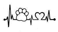 CCI Dog Paw Heartbeat love Decal Vinyl Sticker|Cars Trucks Vans Walls Laptop| Black |6.5 x 3 in|CCI1471