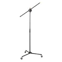 Pyle Universal Rolling Wheel Tripod Microphone Stand - Adjustable Height from 27.5" to 52" Inch Lightweight M-6 Mic Holder USA Standard Adapter and Threading - Heavy Duty Clutch Tension Knob PMKS22