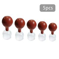 5 piece Cupping Therapy Sets - Glass Facial Vacuum Suction Massage Cups for Wrinkles and Anti Cellulite Body Cup Lymphatic Fascia Massager
