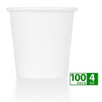 ZenCo Compostable Disposable Paper Cups - 100 Pack 4oz Hot/Cold Beverage Disposable Drinking Eco Friendly Cup White (100 Count, 4 Ounce)