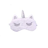 Cute Plush Silk Cartoon White Unicorn Eye Mask for Sleeping for Kids Eye Cover Blindfold Funny Sleeping Masks for Women