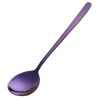 Qinlee Handle Stainless Steel Spoon 20.5 3.8cm Ice Cream Cocktail Teaspoons Coffee Soup Spoons Honey Spoons for Home Kitchen or Restaurant (Purple)