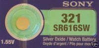 One (1) X Sony 321 SR616SW SB-AF Silver Oxide Watch Battery 1.55v Blister Packed