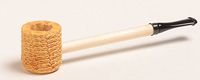 Missouri Meerschaum Short Stop Straight Amber or Black Stem Corncob Pipe (Black)