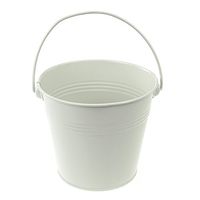 Homeford Firefly Imports Metal Pail Buckets Party Favor, 5-Inch, White, 5"