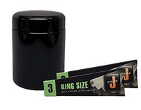 JWare Pre-Rolled King Size Cones (2 Pack) with Leaf Lock Gear Air-Tight UV Glass Stash Jar – 3 Item Bundle