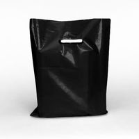 Black Plastic Bags with Diecut Handles 12" X 15" | Quantity: 1000 Gusset - -
