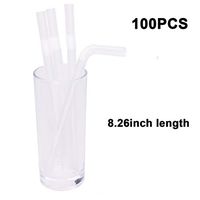 Mini Skater 8.26 inch Plastic Clear Thick Drinking Straws Individually Wrapped PP Material Flexible Drinks Straws for Milkshake Bubble & Boba Tea Soda Smoothies,Pack of 100
