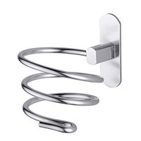 ETERLY Bathroom Hair Dryer Stand - Punch Free Hair Dryer Storage Rack - Silver White - Space Aluminum Hair Dryer Bracket - for Bedrooms Or Hairdressers, Hotels, Nail Salons